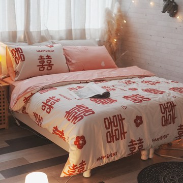 棉床本舖｜花田囍事 ❱ 40s精梳棉-床包+兩用被 - D4雙人床包+兩用被組/含枕套