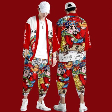 公司貨 免運 中國風男裝道袍套裝衣服公司年會喜慶和服羽織六一兒童節表演服潮