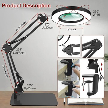 【專業焊接維修】LED長臂檯燈 美式檯燈 工作臺燈 摺疊檯燈 放大鏡臺燈 護眼可調光 長臂可旋轉 金屬燈臂 工作臺/書房/實驗室適用
