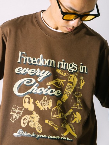 DAKYAM 聆聽內心的聲音印花短袖圓領純棉T恤2024年新款夏季上衣