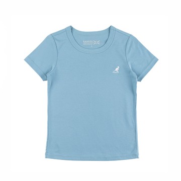 KANGOL 短T 短袖 水藍 白LOGO 合身 經典圓領T 女 6322100581