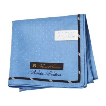 Brooks Brothers 日本製藍色波點字母LOGO圖騰帕領巾(51CM)