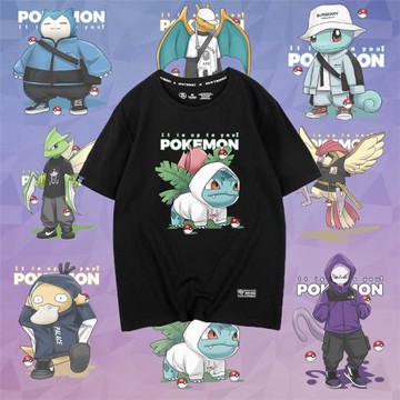 精靈寶可夢聯名短袖神奇寶貝宿舍6人T恤小眾情侶裝2022夏韓版寬松