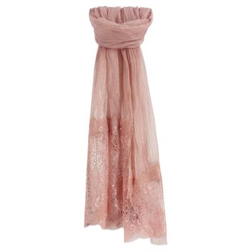 【LONDEE龍笛】桃粉銀蔥蕾絲絲巾