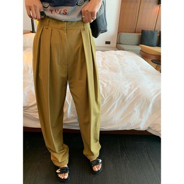 落落狷介 女褲春季2025新款小個子顯高西裝褲女寬松闊腿褲設計感