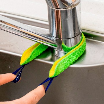 日本MARNA 日本製水龍頭零死角去垢雙面清潔布 4入組 - 灰色