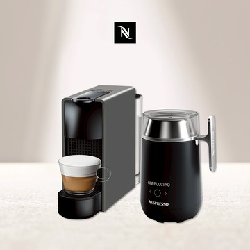 【Nespresso】膠囊咖啡機 Essenza Mini 優雅灰 Barista 咖啡大師調理機組合 (贈咖啡組+膠囊折扣金)