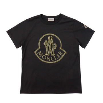 Moncler Enfant Kids 大徽標黑色短袖 T-Shirt