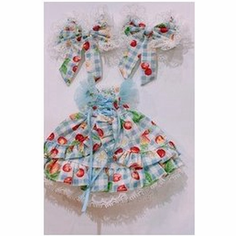 1 6doll ネオブライス用 ヘアリボン付きフルーツ柄ワンピース ブルー 通販 Lineポイント最大get Lineショッピング