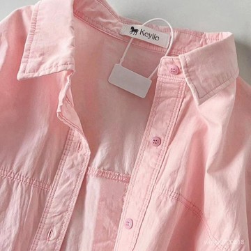 【免費參觀】襯衫女 秋天衣服  女生襯衫春日粉色純棉打底襯衫女春裝2024新款襯衣小個子寬鬆內搭上衣外套