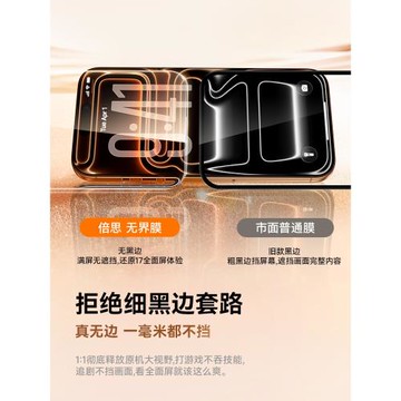 倍思無界膜AR增透適用蘋果iPhone17鋼化膜16ProMax手機保護膜15Pro全屏覆蓋14無塵倉13防爆貼膜12新款抗反射