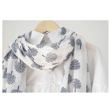 清新文藝印花圍巾 百搭柔軟春秋披肩紗巾