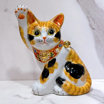 【牡丹富運】日本九谷燒招財貓 | 三毛 5.5號