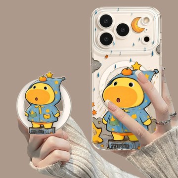 適用iPhone17pro手機殼嚕嚕16max磁吸透明15帶支架14硬13套全包