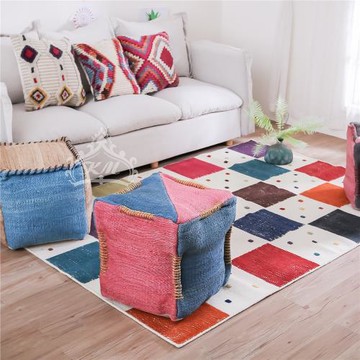 km進口手工編織北歐簡約現代草編蒲團坐墊換鞋凳沙發凳矮凳墩子