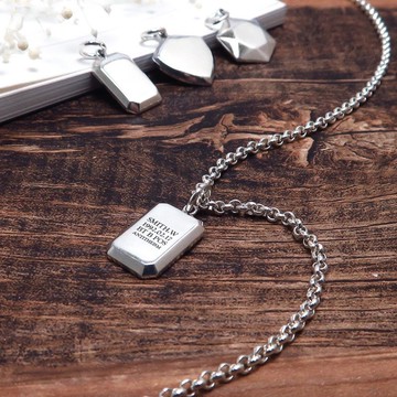 可刻字 長方銀磚項鍊 925純銀 男生飾品 客製化銀飾 禮物訂製