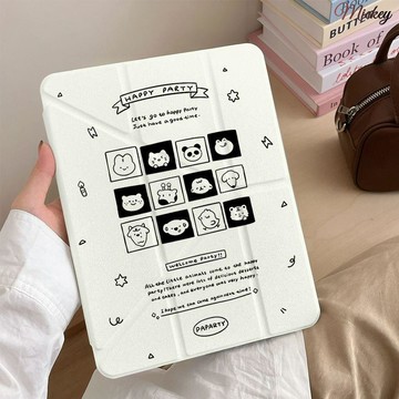 平板保護殼.黑白動物方塊適用于蘋果ipad平板套Air5/6y折iPad10.23+Y折10代