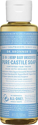 Dr. Bronner's Pure Castile Liquid Soap Baby Mild Unscented 4 fl oz
