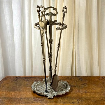 *50598-經典法國古董黃銅壁爐工具組