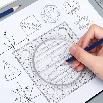 方形繪圖尺 函數 幾何 多功能 畫圖 尺子 量角器 尺 作圖 工具 文具