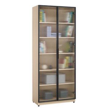 文創集 維爾2.7尺鋁門玻璃雙門書櫃(二色可選)-80x42x196cm免組