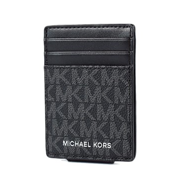 MICHAEL KORS 男款 緹花LOGO防刮皮革名片夾/鈔票夾-黑色