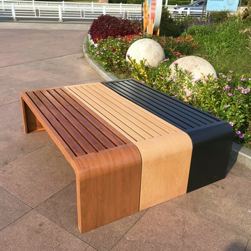 戶外長椅公園椅長條凳防腐木紋廣場園林庭院椅商場公共休閒排椅子 雙11全館免運