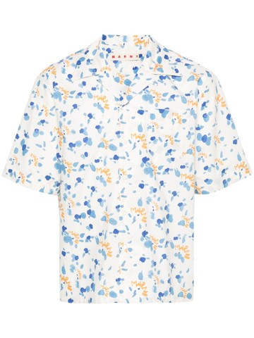 Marni - logo-print cotton shirt - men - Cotton - 48 - Neutrals