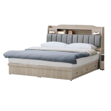 【文創集】瑪菲瑞6尺貓抓皮革雙人加大三抽床台組合(床頭箱＋三抽床底＋不含床墊)-182.5x212x107cm免組