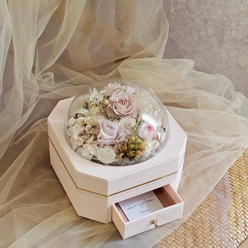 永生花抽屜珠寶盒/粉色