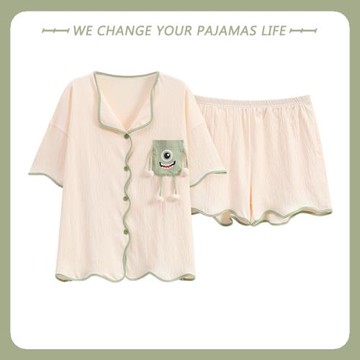 北極絨睡衣女夏季純棉薄款短袖短褲可外穿夏天寬松甜美家居服套裝