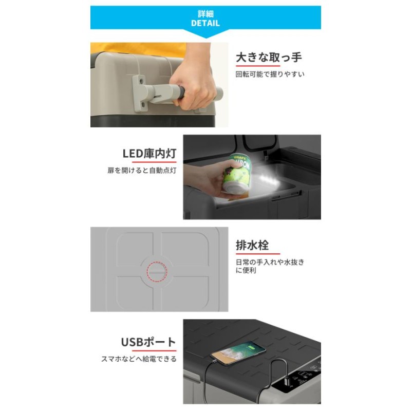 ポータブル 冷凍庫 車載冷蔵庫 30L 2室 ポータブル 1年保証 -20℃〜10℃ USB給電可能 ミニ冷蔵庫 急速冷凍 12V 24V車に対応 AC  DC電源対応 | LINEブランドカタログ