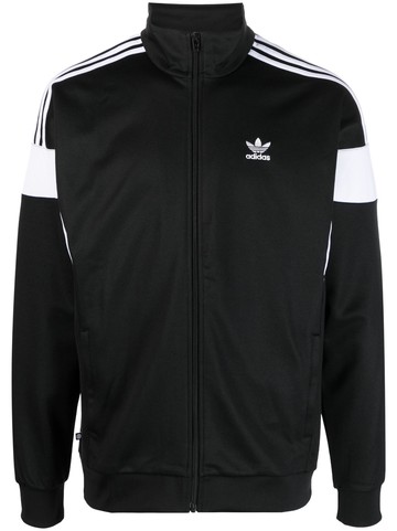 adidas - logo-print zip-up jacket - men - Cotton/Recycled Polyester - XL - Black