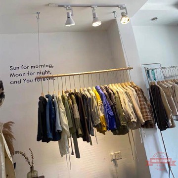 網紅服裝店展示架實木貨架吊桿婚紗架子女裝陳列架櫥窗吊架掛衣架