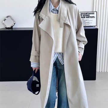 [巴黎精品] 現貨+預購 高級法式風衣外套大衣休閒外套寬鬆大碼百搭休閒女裝-復古綁帶女外套3色a1kt44