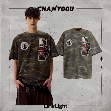 ☆LimeLight☆ OLIDARITY vintage做舊貼布刺繡短袖 老錢風迷彩 廣州連線 OL-011