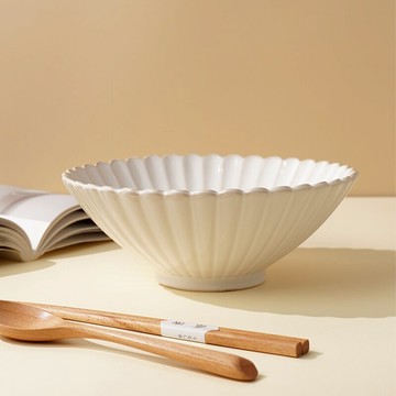 白嶼 日式窯變菊花斗笠碗面碗大碗湯碗大號面碗泡面家用陶瓷碗