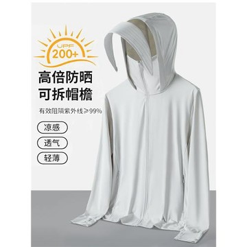 2026夏季款防曬衣男UPF200+冰絲防曬服女防紫外線大帽檐防曬外套