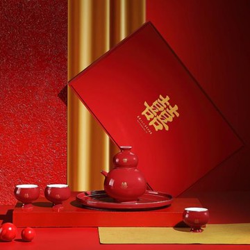 高級感結婚敬酒杯婚宴陶瓷酒壺中式婚禮分酒器喜慶套裝中國紅酒具