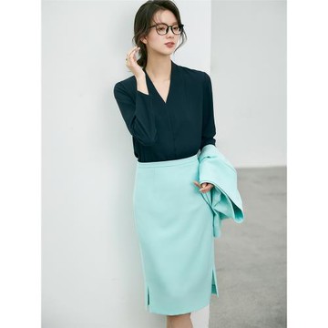 有帆-職場氣質款！輕熟V領法式長袖襯衫女職業公務員面試正裝女