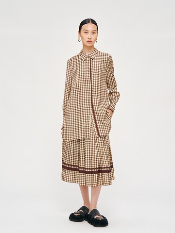 【千鳥格】新中式復古中國風 復古桑蠶絲/印花襯衫