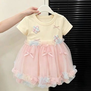 🍭臺灣出貨🍭女童連衣裙夏裝2026甜美風兒童公主裙女寶寶甜美網紗蓬蓬禮服裙子 女童洋裝 女寶洋裝 女童連身裙 女童公
