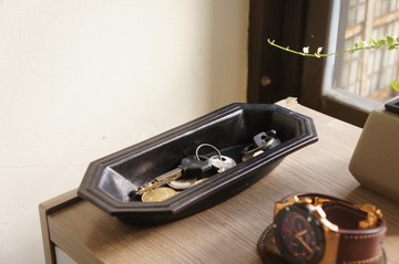 八角皮革製物盤 / 黑色 / 現貨