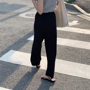 吳小姐韓國正品vegetable蔬菜家休閑寬松緊腰防曬飄飄闊腿長褲女