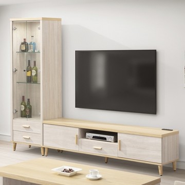 MUNA家居 肯特8尺L櫃(展示櫃+6尺電視櫃) 240.5X40X182cm