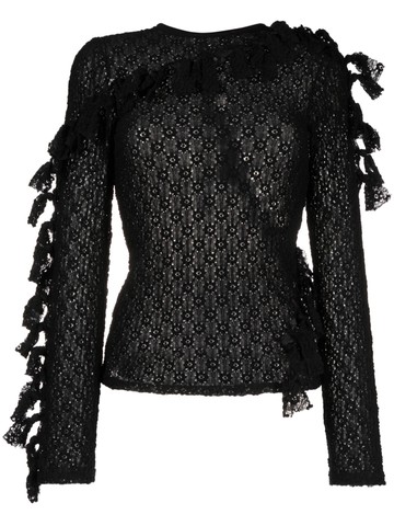 Eckhaus Latta - knot-detailing semi-sheer top - women - Polyamide/Cotton/Polyurethane - XS - Black