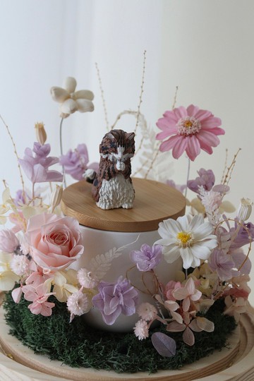 【設計款花盅】經典半圈花園 客製化永生花 骨灰罐 寵物骨灰花盅