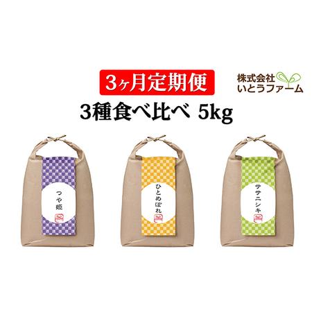 ふるさと納税 いとうファームの令和5年産米 3種食べ比べ 5kg 宮城県涌谷町