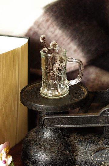 老又好雜貨-古董Vintage透明啤酒杯 法國 迷你版 W325