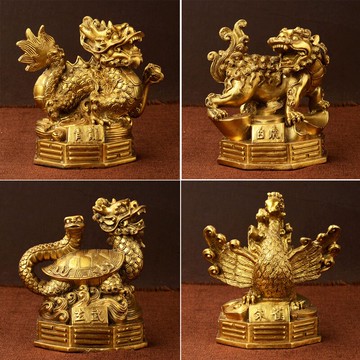 卓弘  全銅四方神獸擺件青龍白虎朱雀玄武四大神獸擺設套裝家居